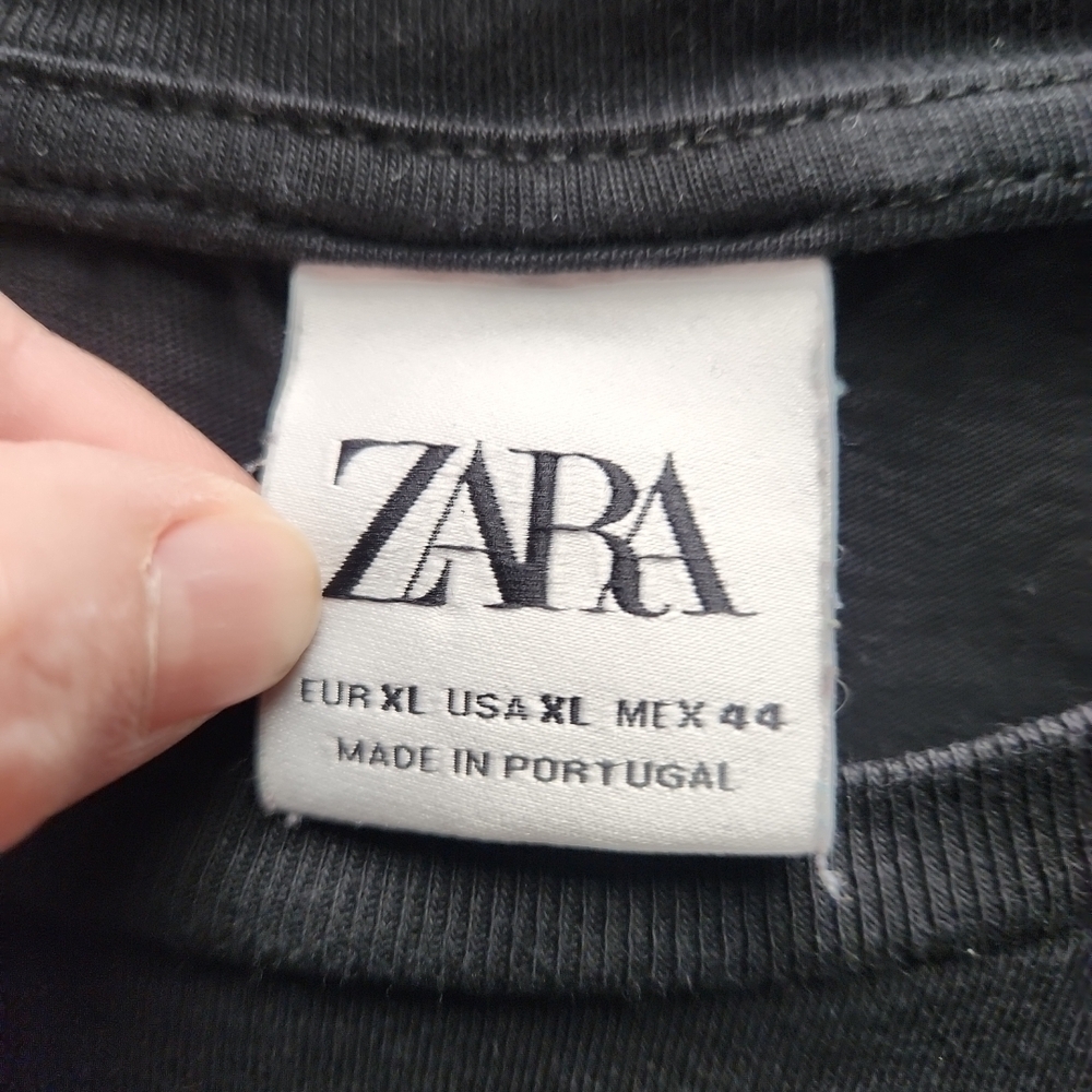 Zara Charcoal Skull Graphic Men's T-Shirt - Picture 2 of 3